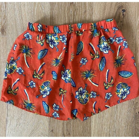 Freebird Tropical Pattern Orange Shorts Soft Feel Vibrant Colors Size Small - Picture 2 of 5